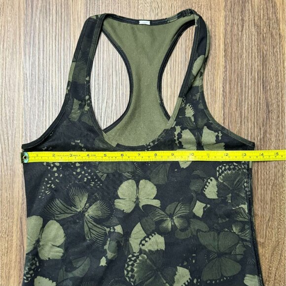 Lululemon Cool Racerback Tank Women Biggie So Fly Butterfly Fatigue Green Size 4 - Picture 3 of 6
